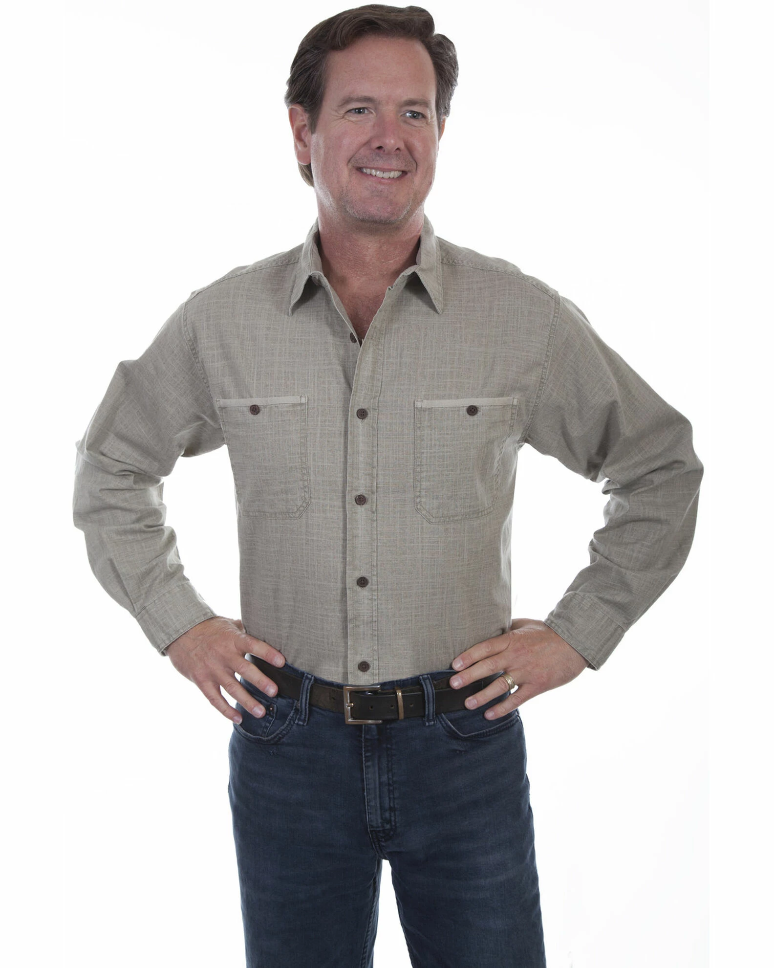 Scully Men's Vintage Slub Long Sleeve Shirt Charcoal 3 Scully Men's Vintage Slub Long Sleeve Shirt Charcoal