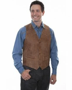 Scully Men's Vintage Leather Brown Western Vest -Scully Shop 2000329705 200 P1 1
