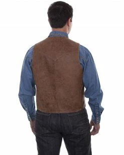Scully Men's Vintage Leather Brown Western Vest -Scully Shop 2000329705 200 P2
