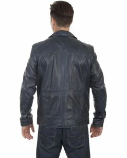 Alternative view of Scully Men's Denim Lamb Leather Retro Jacket Indigo