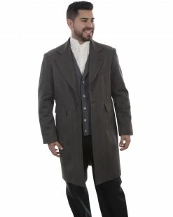 Scully Men's Leather Old West Black Striped Frock Coat