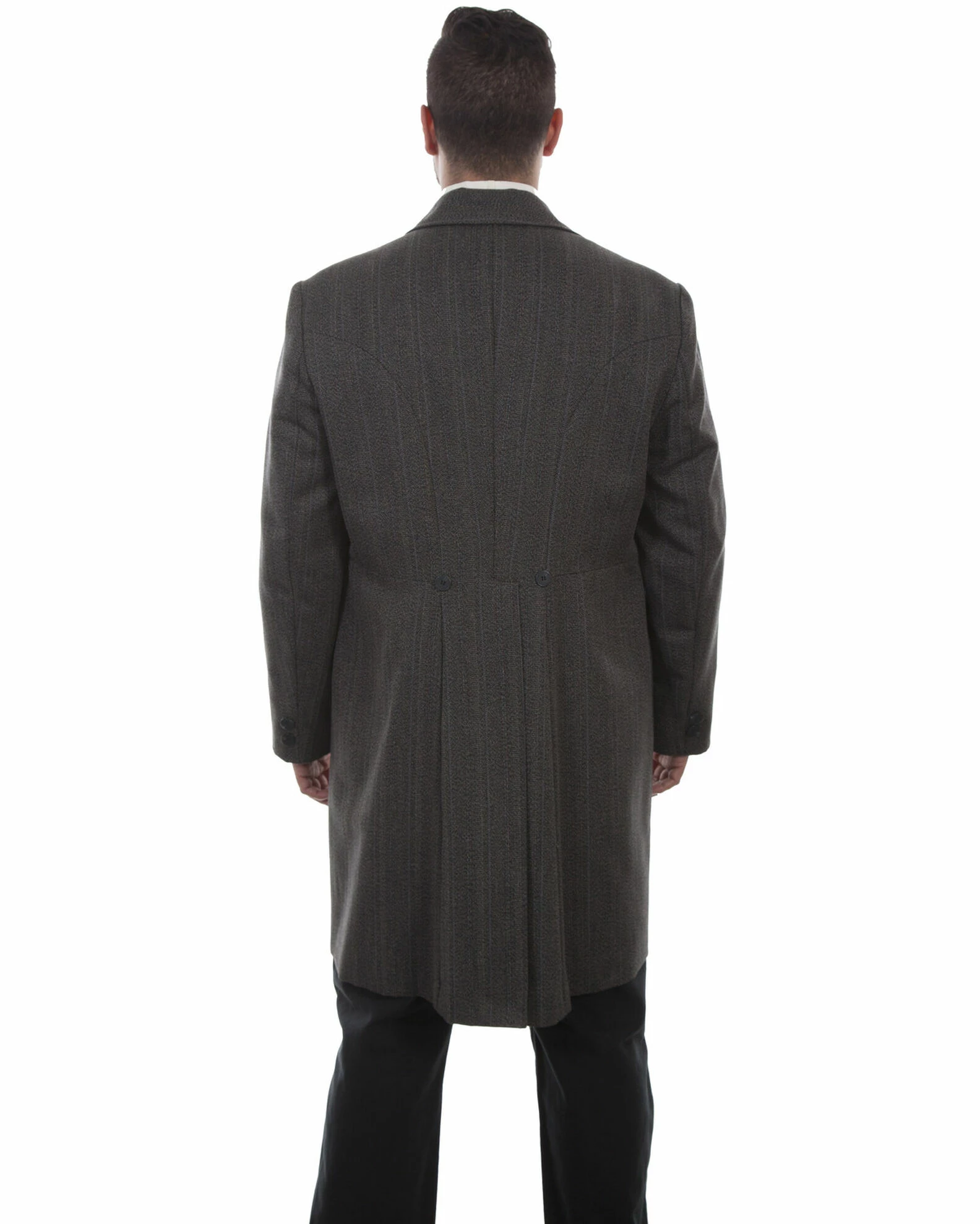 Scully Men's Leather Old West Black Striped Frock Coat 4 Scully Men's Leather Old West Black Striped Frock Coat - Image 2