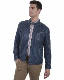 Scully Men's Denim Leather Jacket Indigo -Scully Shop 2000329739 402 P1 1