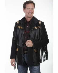 Scully Men's Boar Suede Fringe Jacket Brown