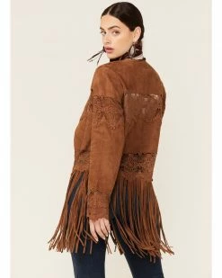 Scully Women's Crochet Trim Suede Coat Brown 9 Scully Women's Crochet Trim Suede Coat Brown -Scully Shop 2000348591 200 P3