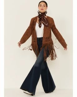 Scully Women's Crochet Trim Suede Coat Brown 10 Scully Women's Crochet Trim Suede Coat Brown -Scully Shop 2000348591 200 P4