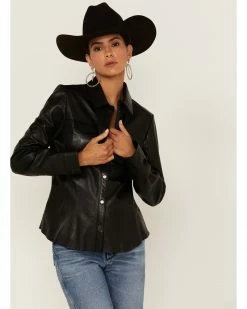 Scully Women's Rich Lamb Lined Snap-Front Leather Shirt Jacket Cognac 14 Scully Women's Rich Lamb Lined Snap-Front Leather Shirt Jacket Cognac -Scully Shop 2000348609 001 P1