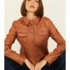 Scully Women's Rich Lamb Lined Snap-Front Leather Shirt Jacket  Cognac -Scully Shop 2000348609 235 P1