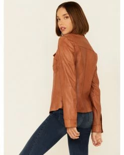 Scully Women's Rich Lamb Lined Snap-Front Leather Shirt Jacket Cognac 12 Scully Women's Rich Lamb Lined Snap-Front Leather Shirt Jacket Cognac -Scully Shop 2000348609 235 P4