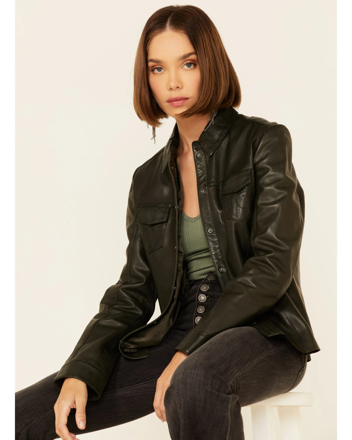 Scully Women's Rich Lamb Lined Snap-Front Leather Shirt Jacket Cognac 9 Scully Women's Rich Lamb Lined Snap-Front Leather Shirt Jacket Cognac - Image 7