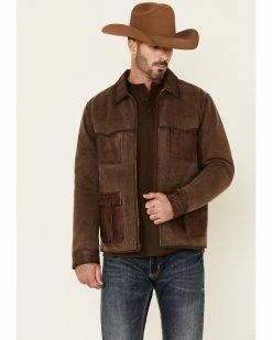 Scully Men's Brown Canvas Leather Trim Zip-Front Jacket 11 Scully Men's Brown Canvas Leather Trim Zip-Front Jacket -Scully Shop 2000350080 200 P1 1