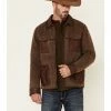 Scully Men's Brown Canvas Leather Trim Zip-Front Jacket 1 Scully Men's Brown Canvas Leather Trim Zip-Front Jacket -Scully Shop 2000350080 200 P1