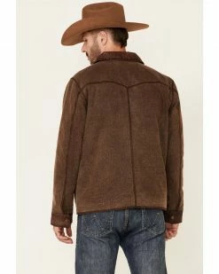 Scully Men's Brown Canvas Leather Trim Zip-Front Jacket 10 Scully Men's Brown Canvas Leather Trim Zip-Front Jacket -Scully Shop 2000350080 200 P4