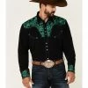 Scully Men's Emerald Embroidered Gunfighter Long Sleeve Snap Western Shirt  Black -Scully Shop 2000350083 001 P1