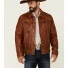 Scully Men's Tan Leather Button-Front Trucker Jacket 1 Scully Men's Tan Leather Button-Front Trucker Jacket -Scully Shop 2000350085 280 P1