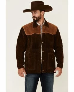 Scully Men's Chocolate Two-Tone Suede Snap-Front Rancher Car Coat  Brown -Scully Shop 2000350089 200 P1 1