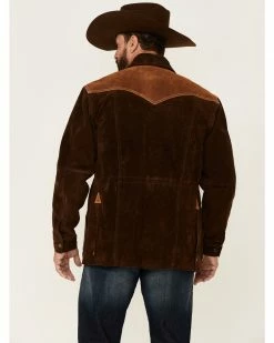 Scully Men's Chocolate Two-Tone Suede Snap-Front Rancher Car Coat  Brown -Scully Shop 2000350089 200 P4