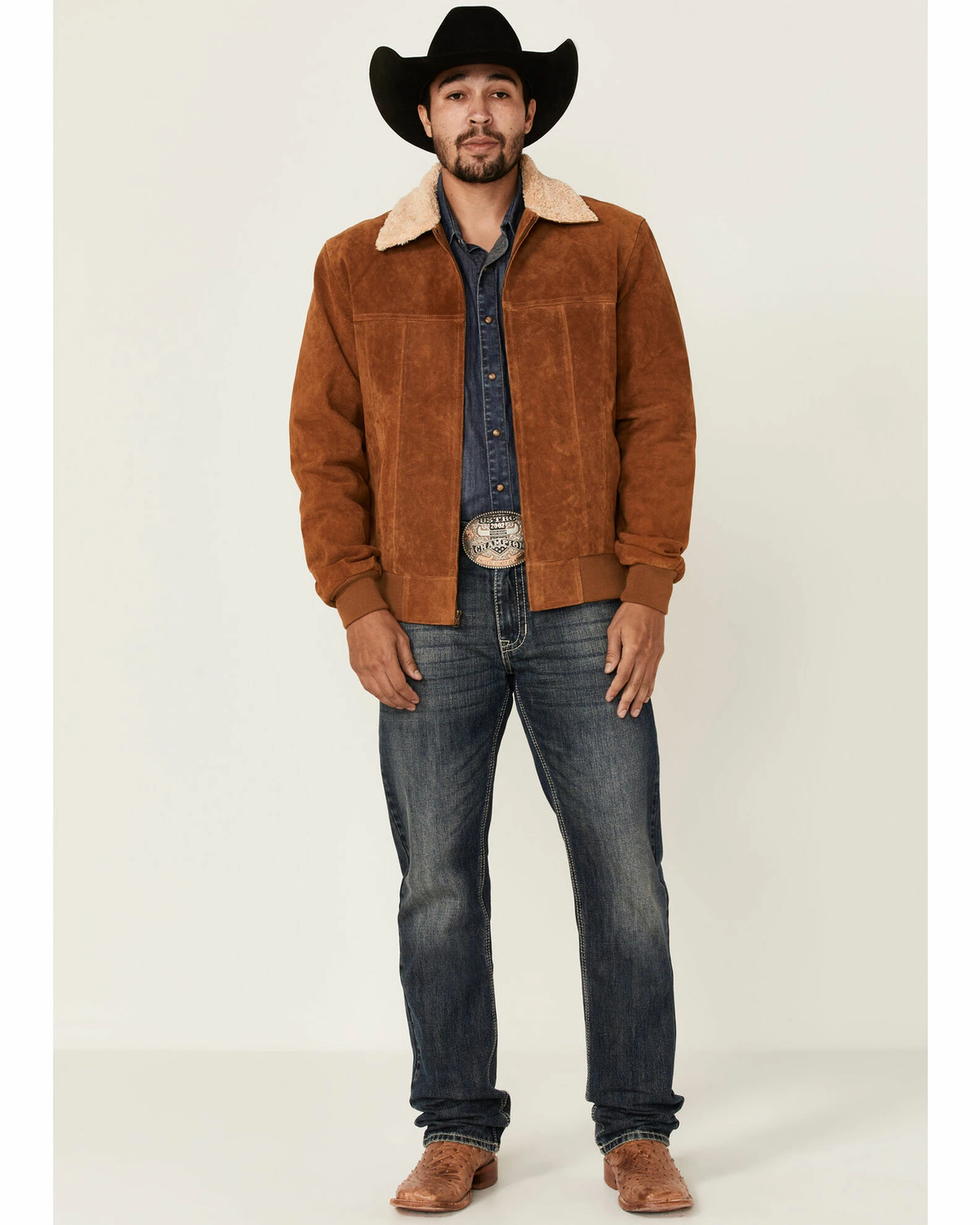 Scully Men's Brown Sherpa Collar Bomber Jacket 4 Scully Men's Brown Sherpa Collar Bomber Jacket - Image 2
