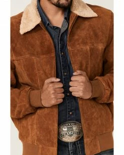 Scully Men's Brown Sherpa Collar Bomber Jacket 9 Scully Men's Brown Sherpa Collar Bomber Jacket -Scully Shop 2000350392 200 P3