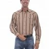 Scully Men's Tan Stripe Long Sleeve Snap Western Shirt 2 Scully Men's Tan Stripe Long Sleeve Snap Western Shirt -Scully Shop 2000354479 280 P1