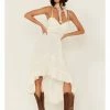 Scully Women's Embroidered Ruffled Hi-Lo Dress Cream 2 Scully Women's Embroidered Ruffled Hi-Lo Dress Cream -Scully Shop 2000363820 110 P1