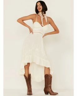 Scully Women's Embroidered Ruffled Hi-Lo Dress Cream