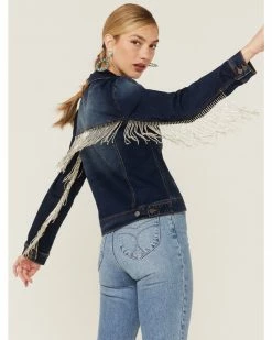 Scully Women's Rhinestone Fringe Denim Jacket Blue 11 Scully Women's Rhinestone Fringe Denim Jacket Blue -Scully Shop 2000363825 400 P1 1
