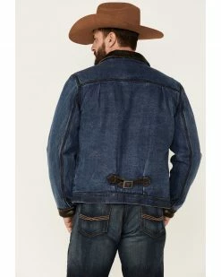 Scully Men's Indigo Denim Leather Trim Button-Front Jacket  -Scully Shop 2000367607 402 P4