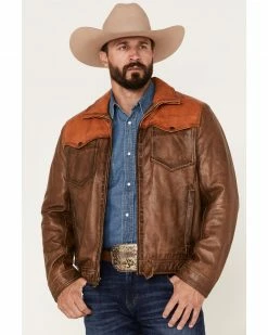 Scully Men's Color Block Leather Jacket Tan