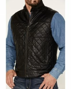 Scully Men's Quilted Leather Vest Black -Scully Shop 2000377886 001 P3