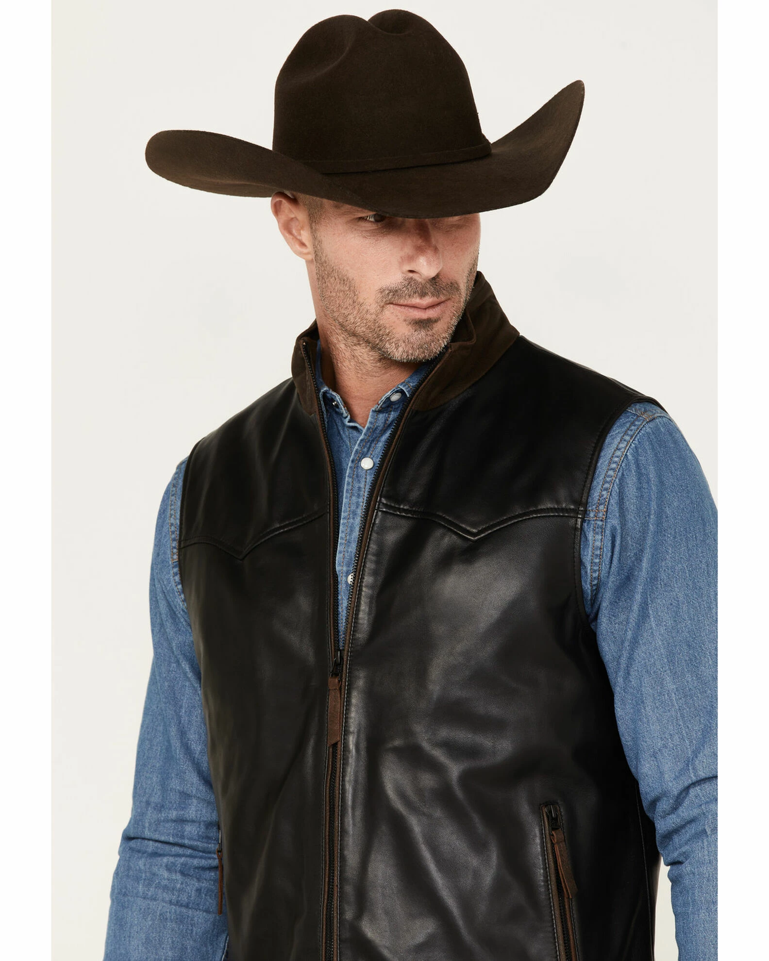 Scully Men's Zip-Up Leather Vest Black 4 Scully Men's Zip-Up Leather Vest Black - Image 2