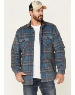 Scully Sculy Men's Plaid Print Corduroy Sherpa Lined Button Jacket Navy