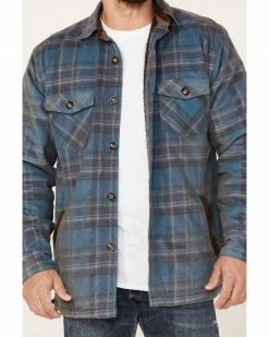 Scully Sculy Men's Plaid Print Corduroy Sherpa Lined Button Jacket Navy -Scully Shop 2000377888 410 P3