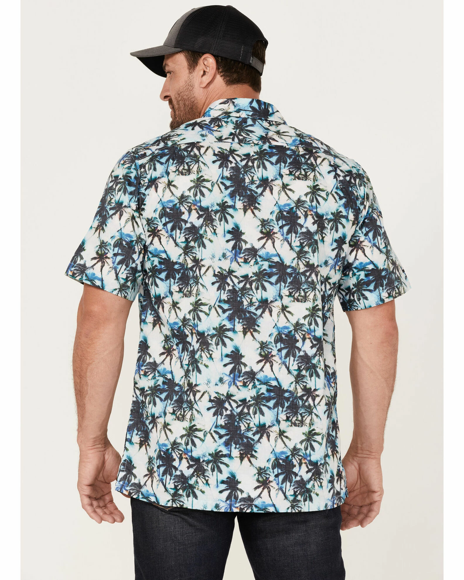 Scully Men's Palm Trees Floral Print Short Sleeve Button-Down Western Shirt White 6 Scully Men's Palm Trees Floral Print Short Sleeve Button-Down Western Shirt White - Image 4