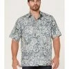Scully Men's Floral Teal Print Short Sleeve Button-Down Western Shirt  -Scully Shop 2000377897 442 P1