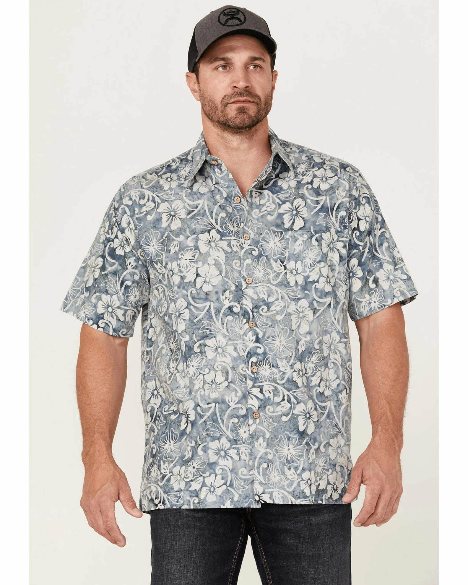 Scully Men's Floral Teal Print Short Sleeve Button-Down Western Shirt 3 Scully Men's Floral Teal Print Short Sleeve Button-Down Western Shirt