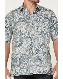 Scully Men's Floral Teal Print Short Sleeve Button-Down Western Shirt 9 Scully Men's Floral Teal Print Short Sleeve Button-Down Western Shirt -Scully Shop 2000377897 442 P3