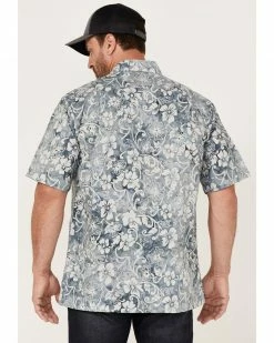 Scully Men's Floral Teal Print Short Sleeve Button-Down Western Shirt 10 Scully Men's Floral Teal Print Short Sleeve Button-Down Western Shirt -Scully Shop 2000377897 442 P4