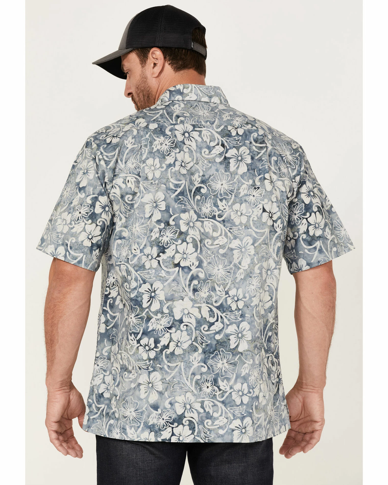 Scully Men's Floral Teal Print Short Sleeve Button-Down Western Shirt 6 Scully Men's Floral Teal Print Short Sleeve Button-Down Western Shirt - Image 4