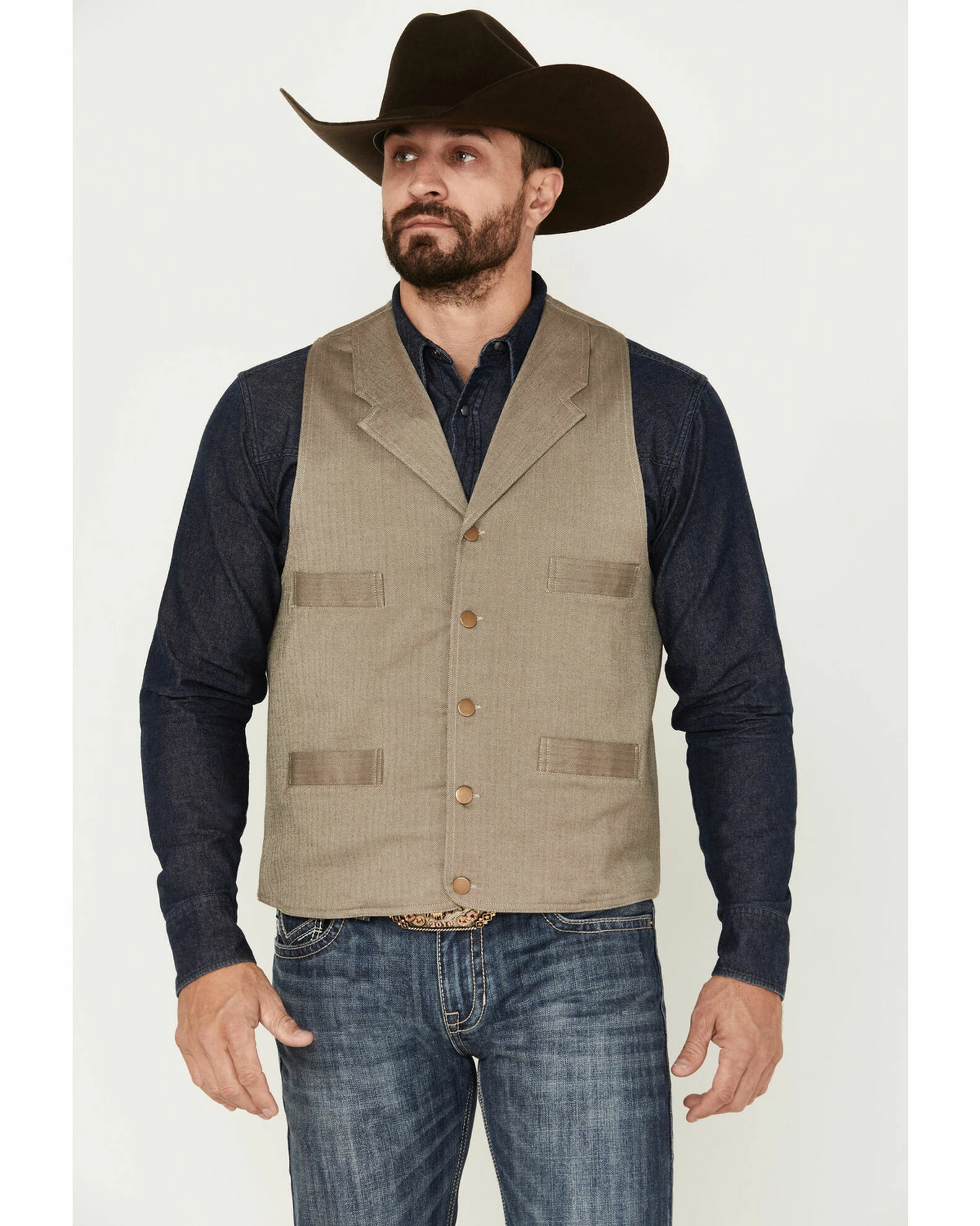 Scully Men's Ranchwear Vest Blue 3 Scully Men's Ranchwear Vest Blue