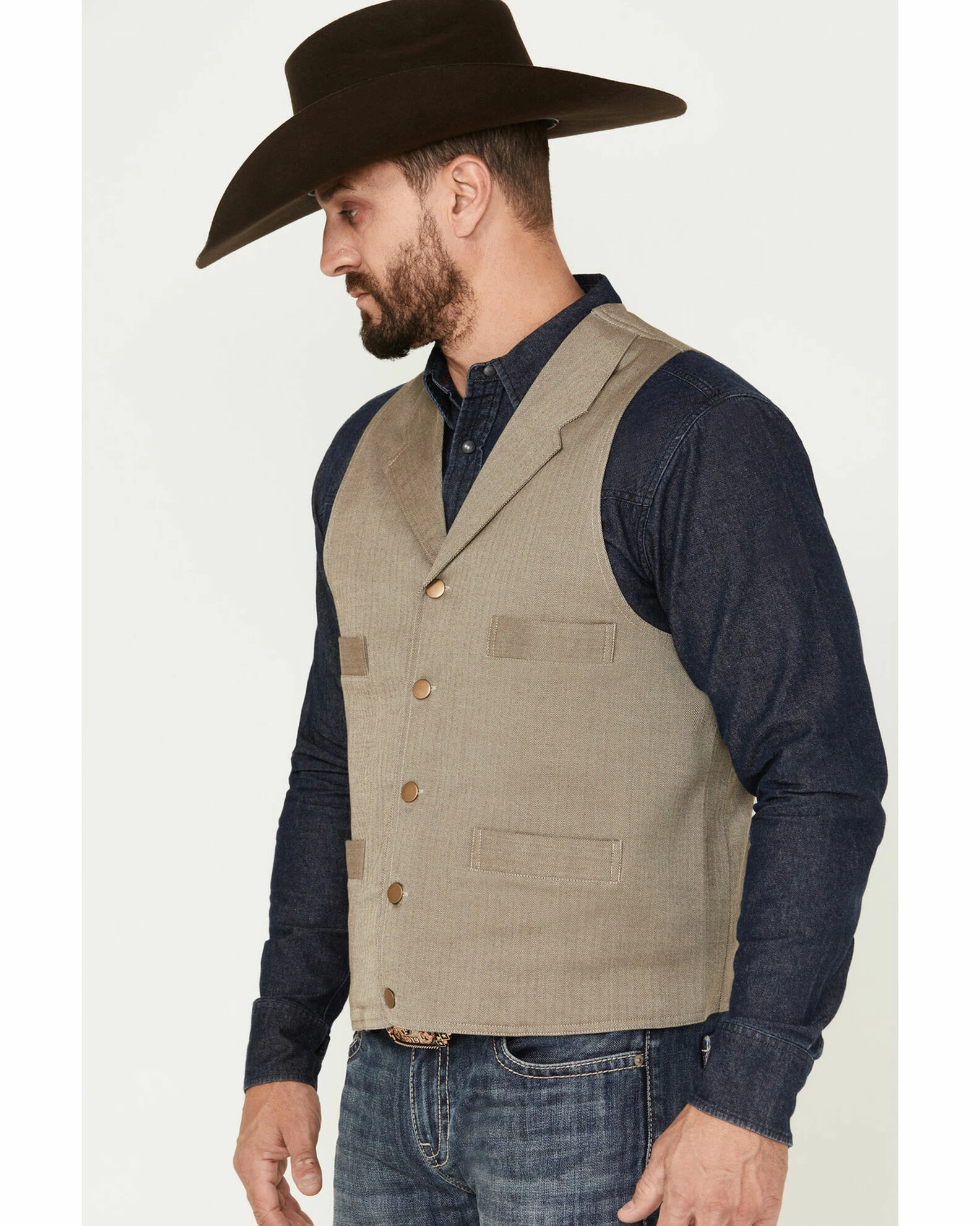 Scully Men's Ranchwear Vest Blue 4 Scully Men's Ranchwear Vest Blue - Image 2