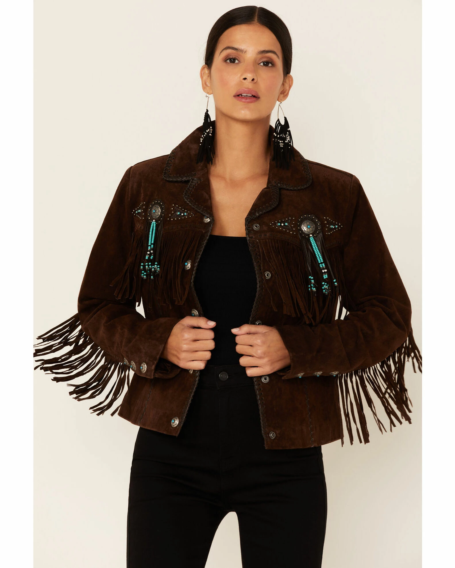 Scully Fringe & Beaded Boar Suede Leather Jacket For Women's Chamois 3 Scully Fringe & Beaded Boar Suede Leather Jacket For Women's Chamois