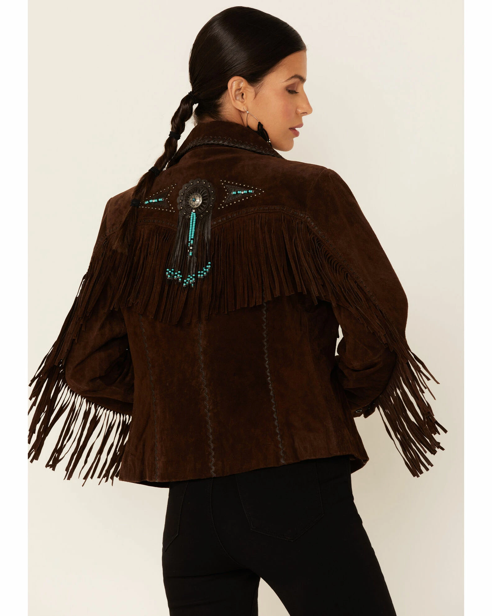 Scully Fringe & Beaded Boar Suede Leather Jacket For Women's Chamois 6 Scully Fringe & Beaded Boar Suede Leather Jacket For Women's Chamois - Image 4