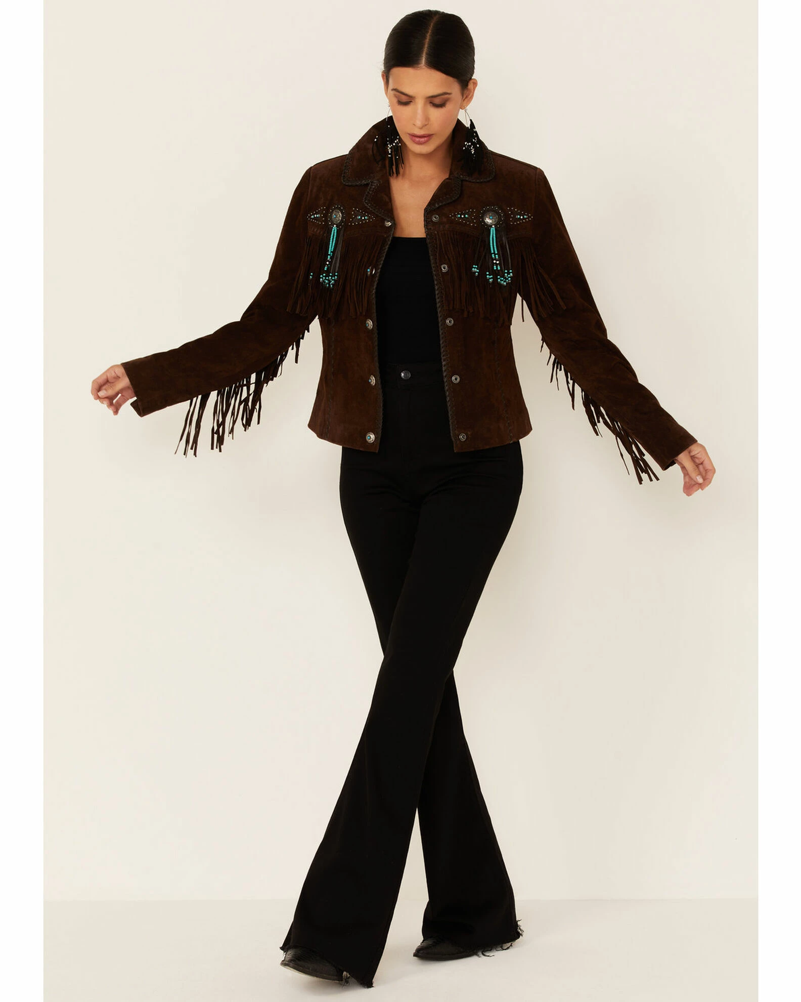 Scully Fringe & Beaded Boar Suede Leather Jacket For Women's Chamois 7 Scully Fringe & Beaded Boar Suede Leather Jacket For Women's Chamois - Image 5