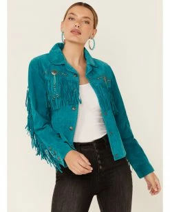Scully Fringe & Beaded Boar Suede Leather Jacket For Women's Chamois 20 Scully Fringe & Beaded Boar Suede Leather Jacket For Women's Chamois -Scully Shop 225958 64 P1