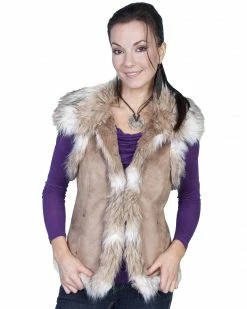 Scully Women's Suede Faux Fur Vest Off White -Scully Shop 225D16 Q6 P1 1