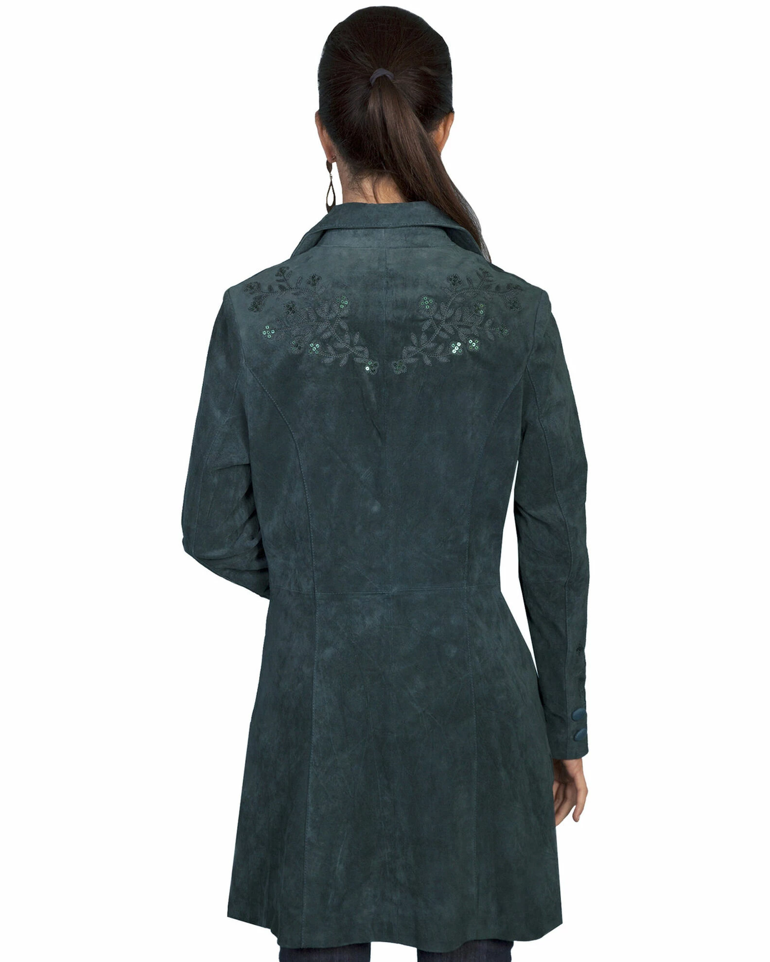 Scully Embroidered Boar Suede Long Coat For Women's 3 Scully Embroidered Boar Suede Long Coat For Women's - Image 2