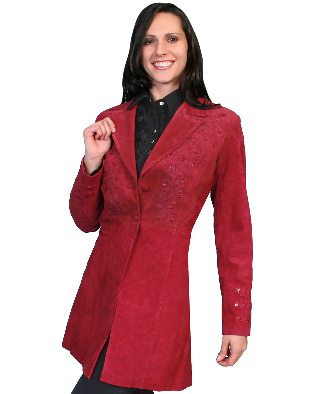 Scully Embroidered Boar Suede Long Coat For Women's 5 Scully Embroidered Boar Suede Long Coat For Women's - Image 4
