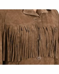 Scully Boar Suede Fringe Jacket For Women's Cinnamon -Scully Shop 225G47 JD D2