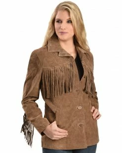 Scully Boar Suede Fringe Jacket For Women's Cinnamon -Scully Shop 225G47 JD P1 1
